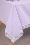 Скатерть с кружевом полулен 037 Лиловая дымка (однотон) (вид 9)