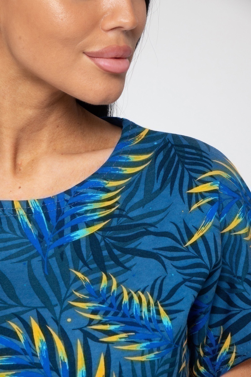 (СК) Футболка женская "Катрин" ультрамарин, папоротник