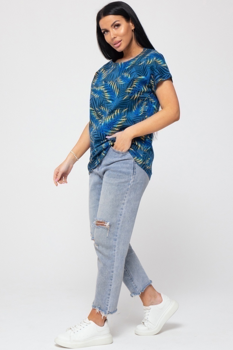 (СК) Футболка женская "Катрин" ультрамарин, папоротник