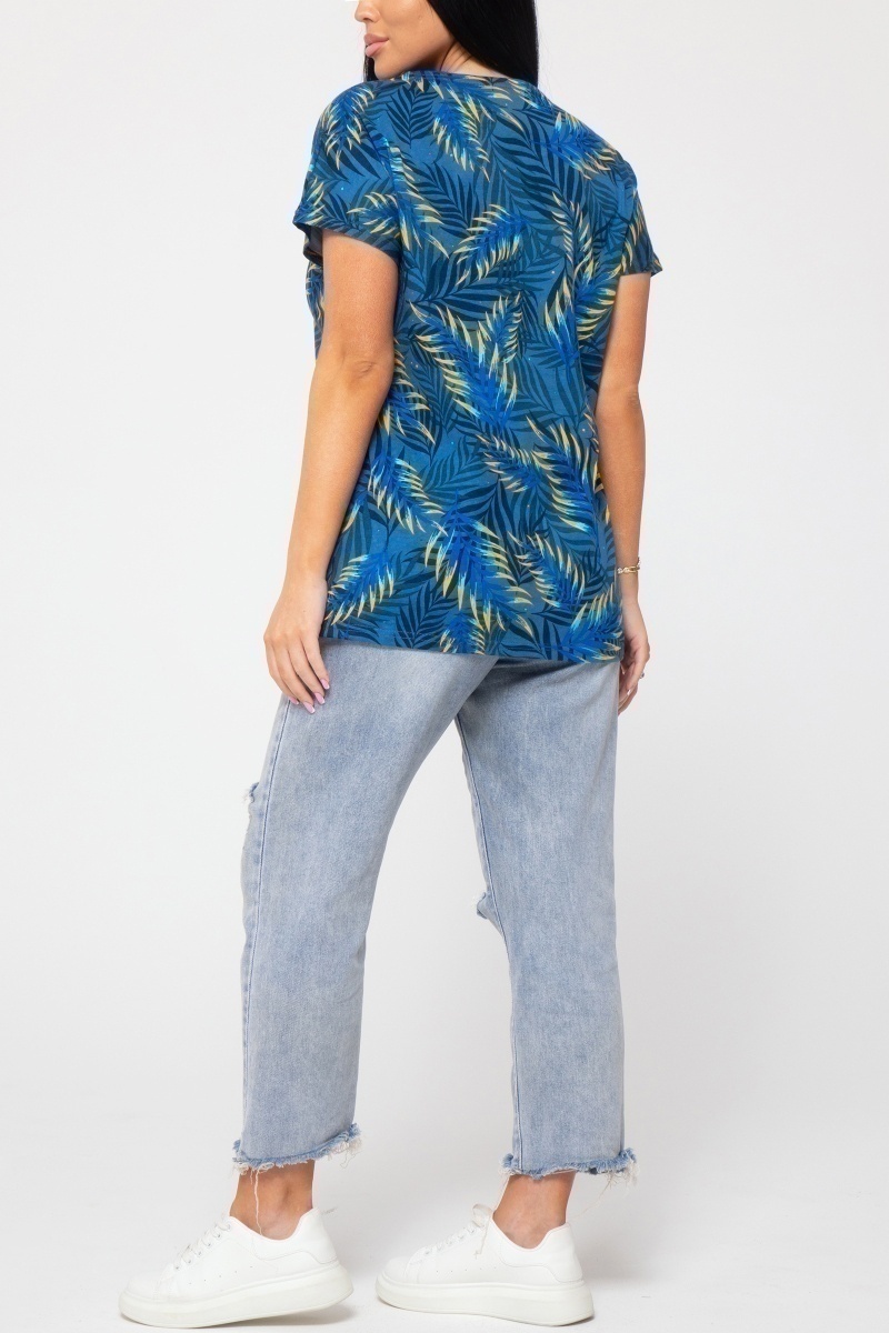 (СК) Футболка женская "Катрин" ультрамарин, папоротник