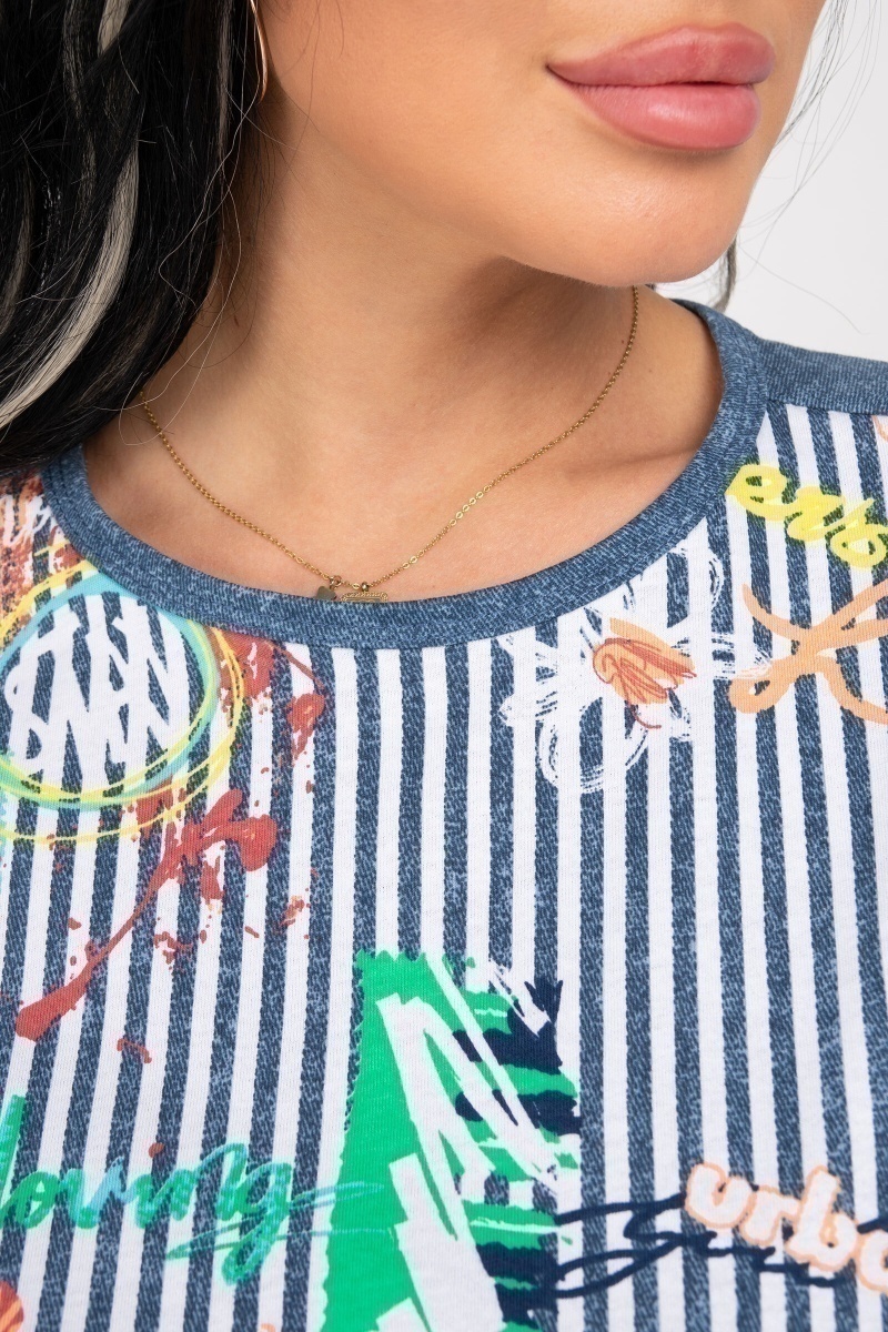 (СК) Костюм женский "Поля" джинс, полоса