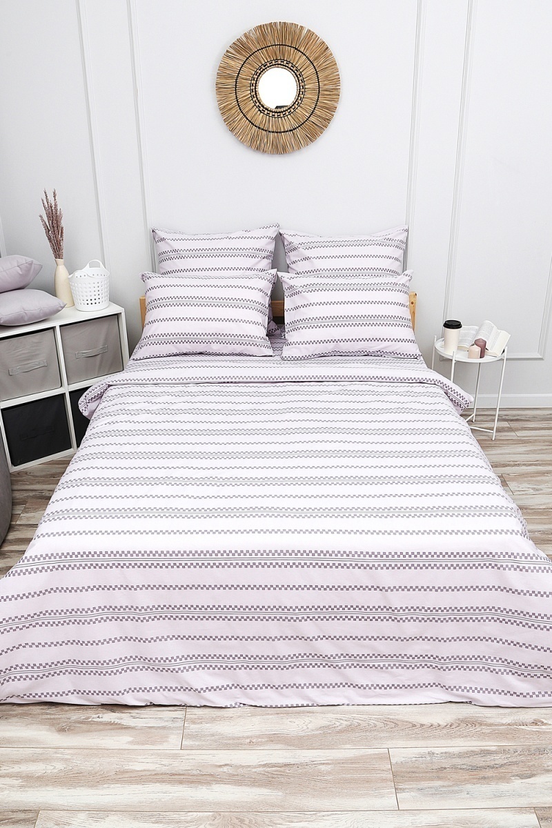 (ВНЛ) Пододеяльник поплин Геометрия-компаньон (серый)