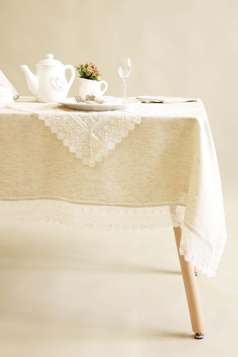 Скатерть с кружевом полулен "ГОС" Льняная (вид 10)