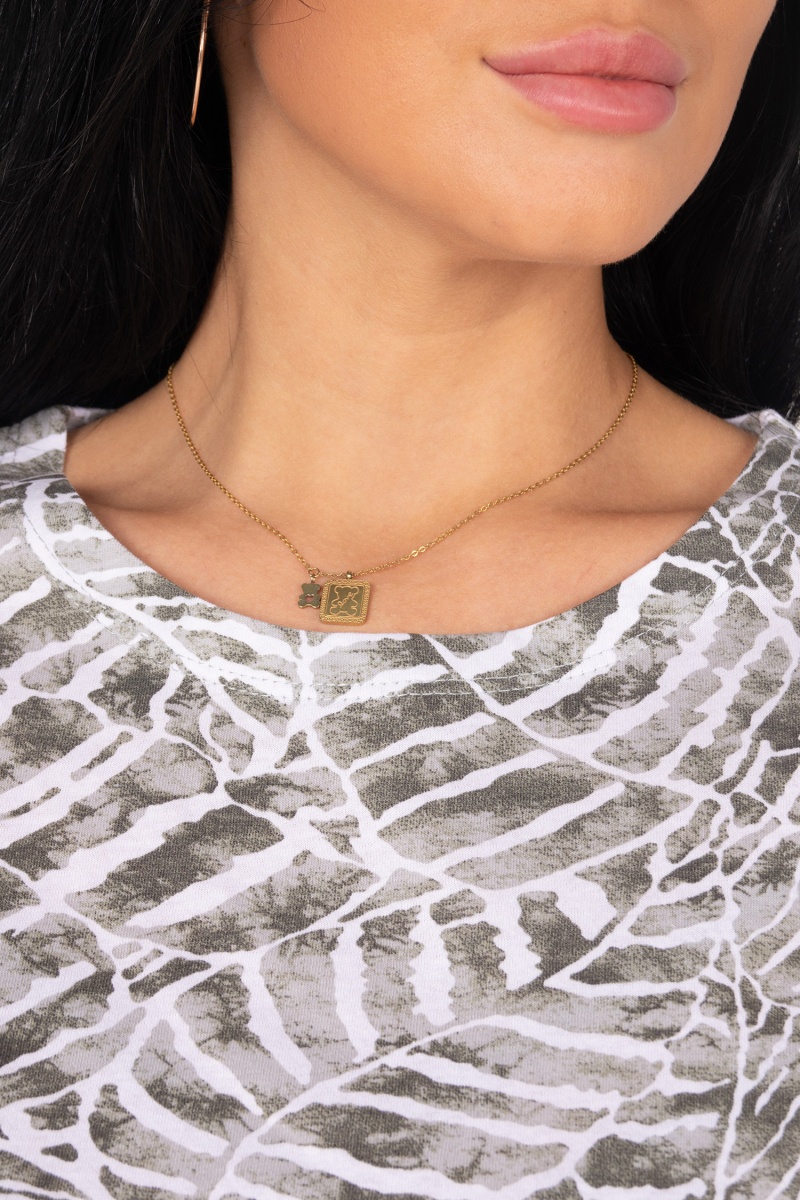 (СК) Футболка женская "Катрин" хаки, монстера