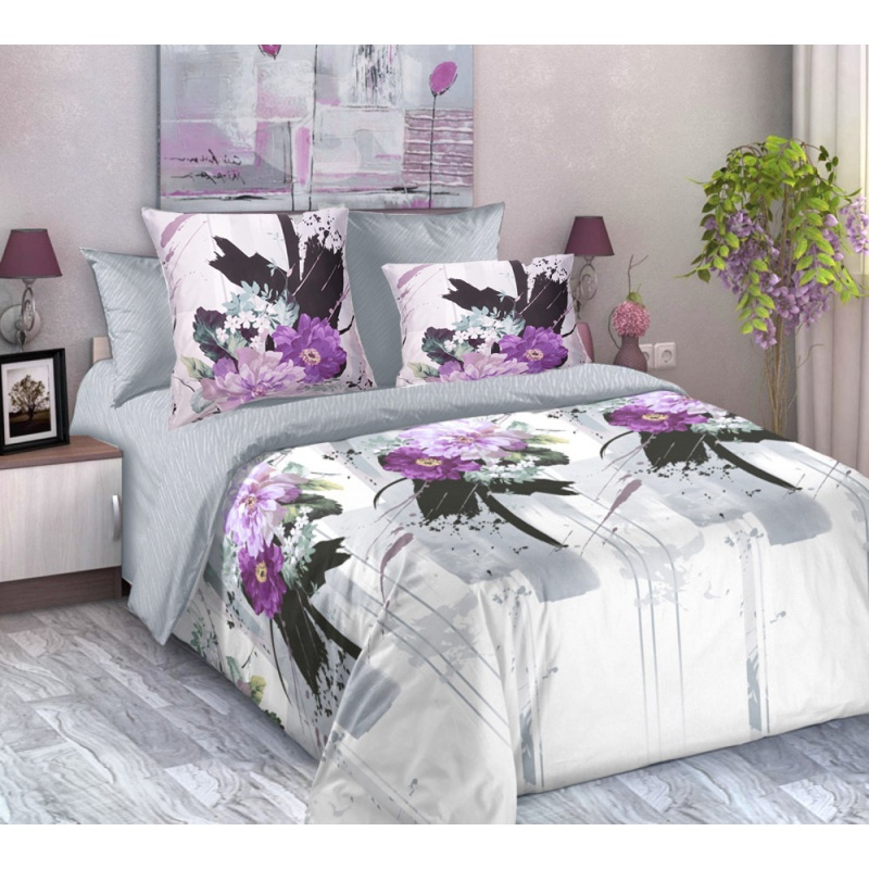 КПБ "ТД" Российский сатин "Майко" фиолетовый комп. р. Евро 2 (70x70)