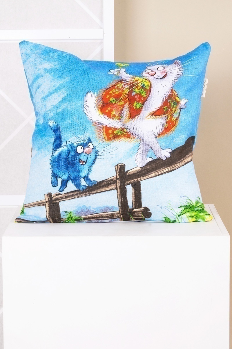 Декоративная наволочка на молнии из рогожки "Диз" Озорная парочка