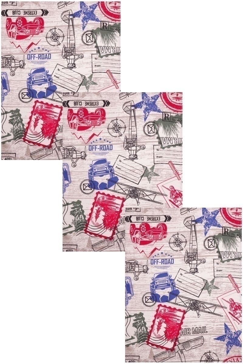 Набор полотенец рогожка (Пром) 263 Мужские радости (сине-красный) - 3 шт - 45х60 см