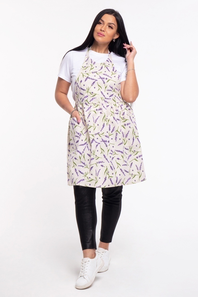 Фартук "Лили" (лаванда, серый), 020 полулен