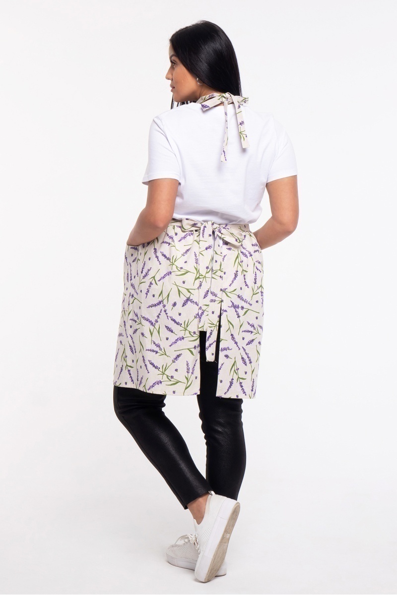 Фартук "Лили" (лаванда, серый), 020 полулен