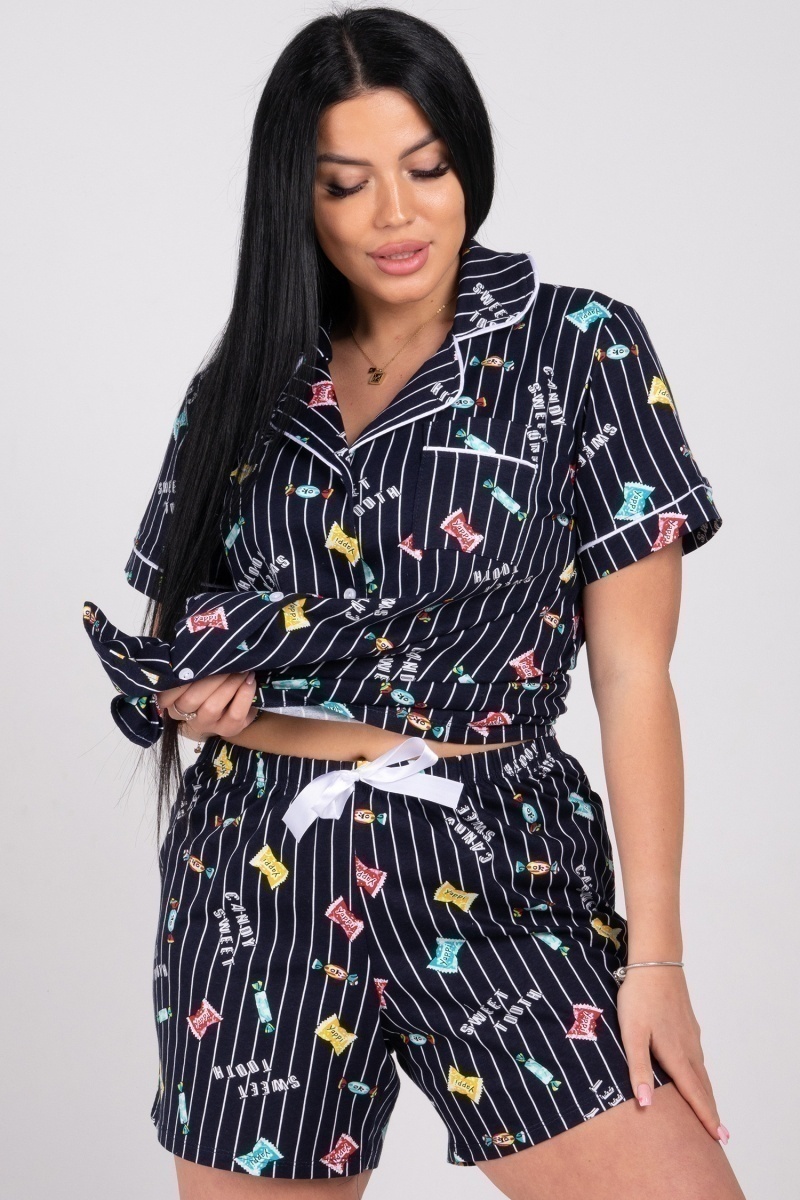 (СК) Пижама женская "Кэри" чернильный, конфеты