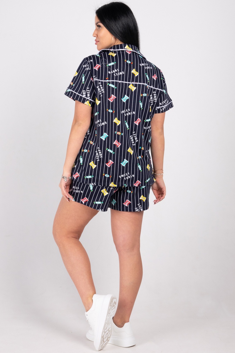 (СК) Пижама женская "Кэри" чернильный, конфеты