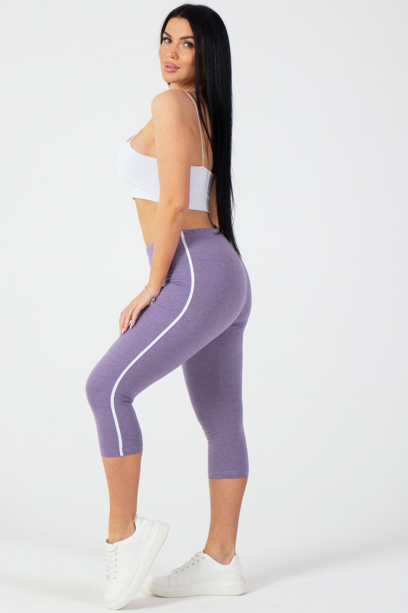 (СК) Бриджи женские с лампасами "Слим" лаванда меланж