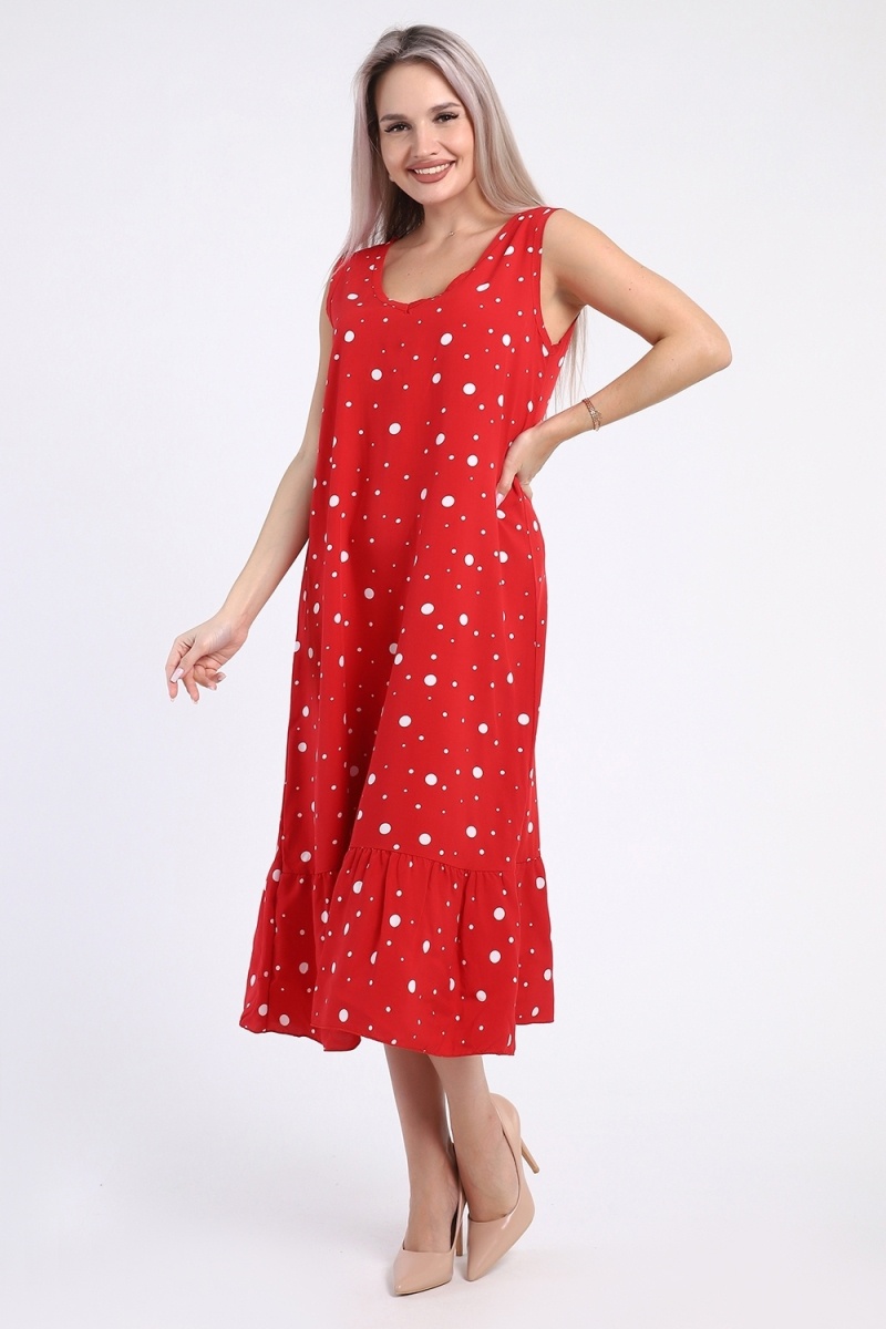 (ВНЛ) Сарафан женский - 725 - красный горох