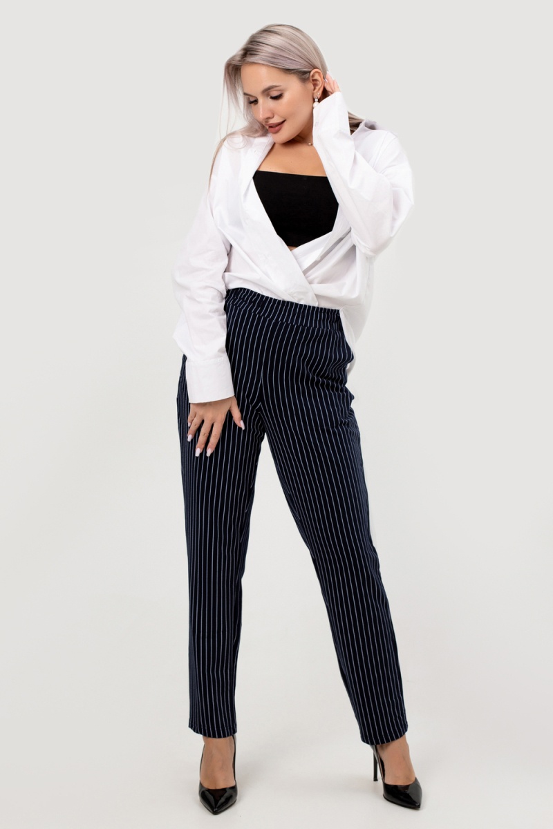 (ВНЛ) Брюки Силуэт полоска (сине-голубой)