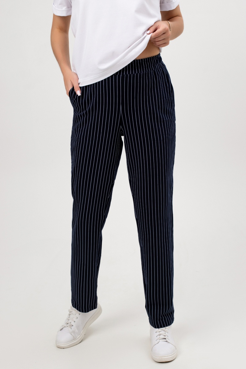 (ВНЛ) Брюки Силуэт полоска (сине-голубой)