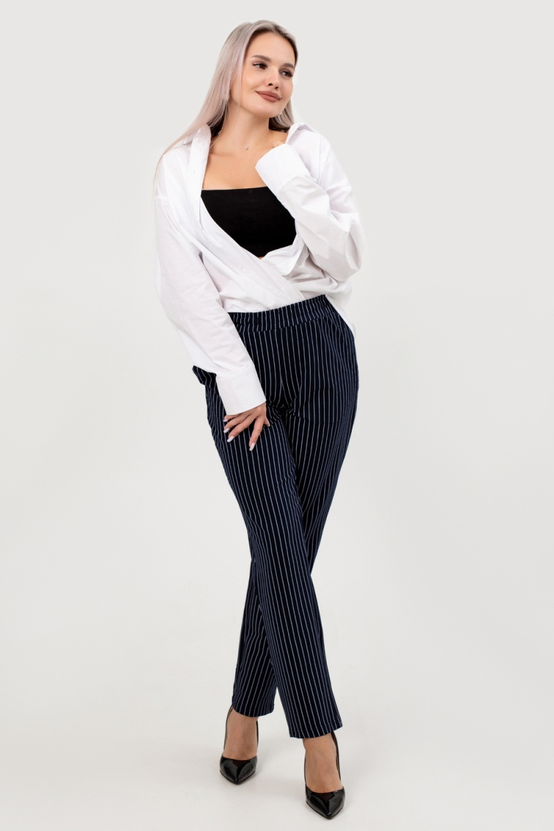 (ВНЛ) Брюки Силуэт полоска (сине-голубой)