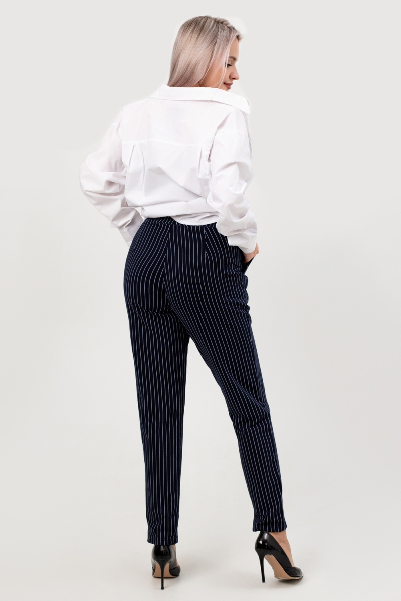 (ВНЛ) Брюки Силуэт полоска (сине-голубой)