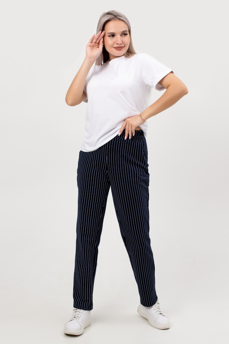 (ВНЛ) Брюки Силуэт полоска (сине-голубой)
