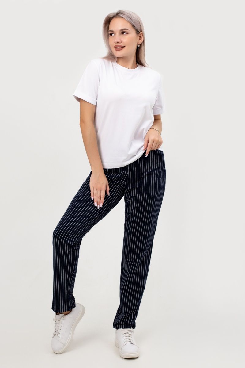 (ВНЛ) Брюки Силуэт полоска (сине-голубой)