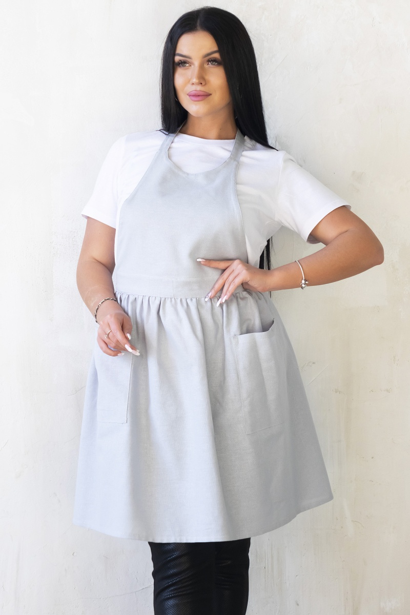 Фартук "Лили" (серый, однотон), 014 рогожка