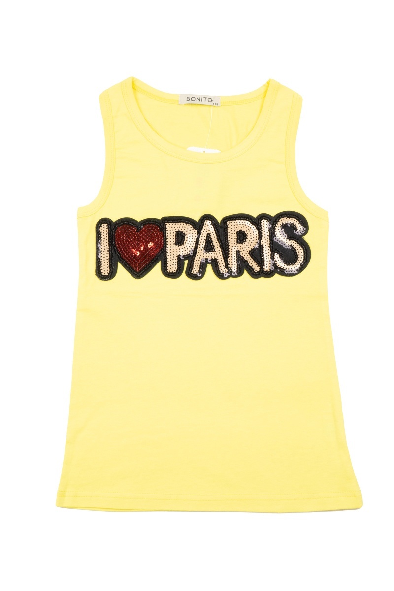 Майка для девочки "Я люблю париж" BK1593M желтый