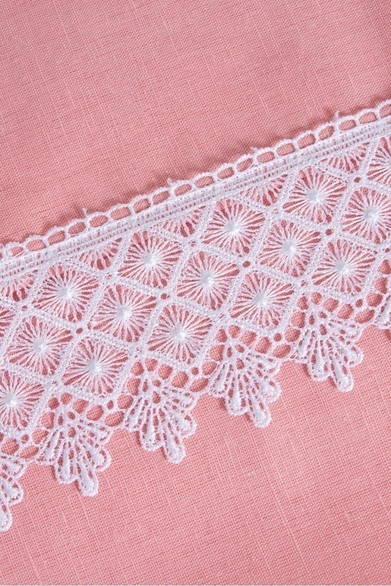 Скатерть с кружевом полулен 007 Розовый (однотон) (вид 3)