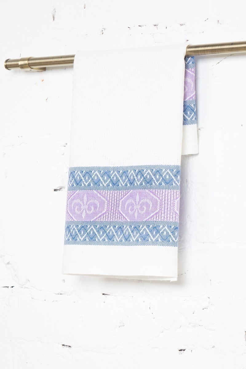 Полотенце полулен жаккард (ТЛ) 341 Корона (фиолетовый+синий) 1*253-61 - 50/65