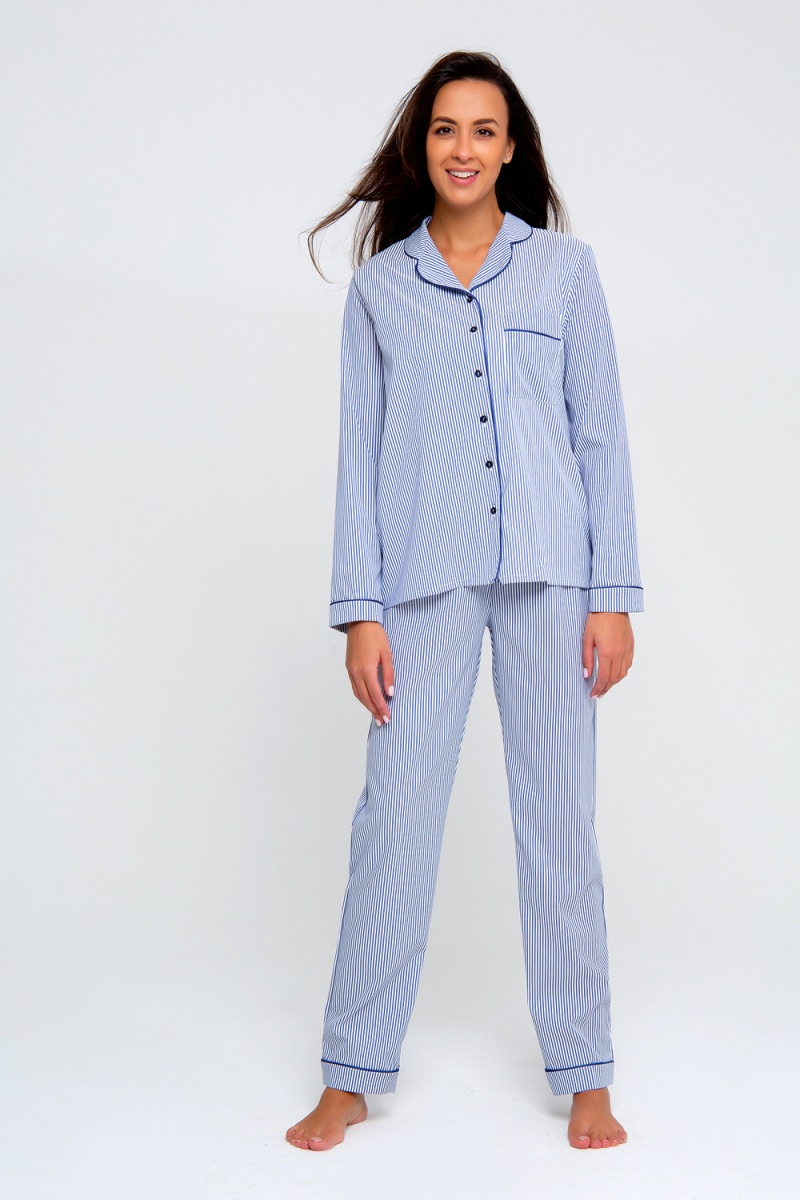 (ВНЛ) Костюм с брюками с брюками и рубашкой 340BLU (голубая полоса)