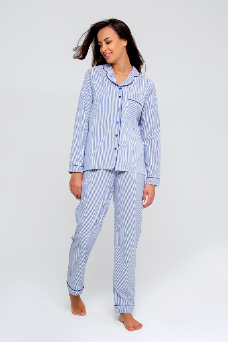 (ВНЛ) Костюм с брюками с брюками и рубашкой 340BLU (голубая полоса)