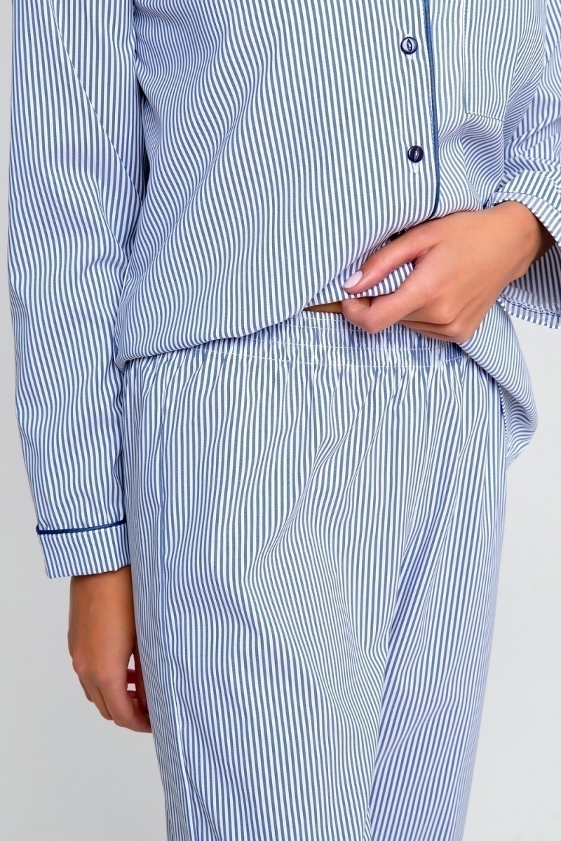 (ВНЛ) Костюм с брюками с брюками и рубашкой 340BLU (голубая полоса)