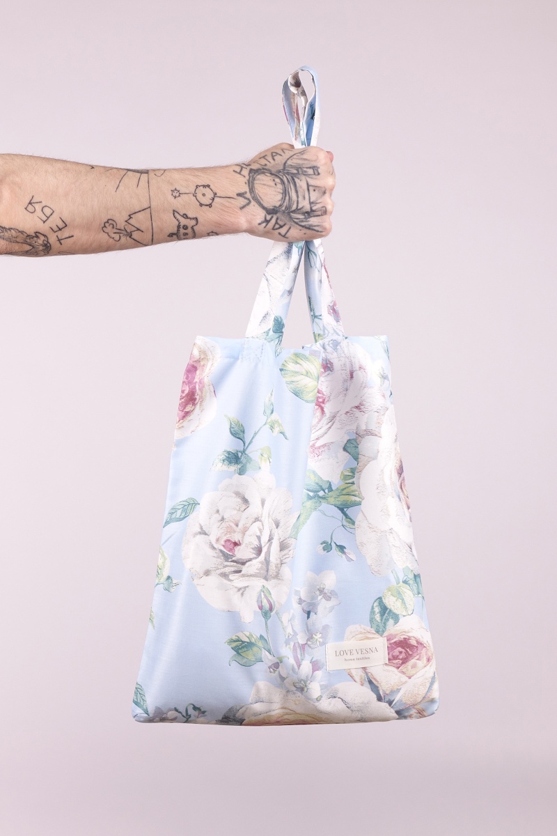 Эко сумка-шоппер из сатина, расцветки в ассортименте