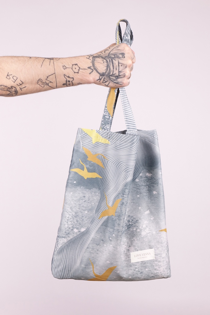 Эко сумка-шоппер из сатина, расцветки в ассортименте