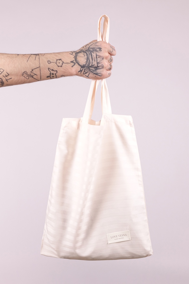 Эко сумка-шоппер из сатина, расцветки в ассортименте