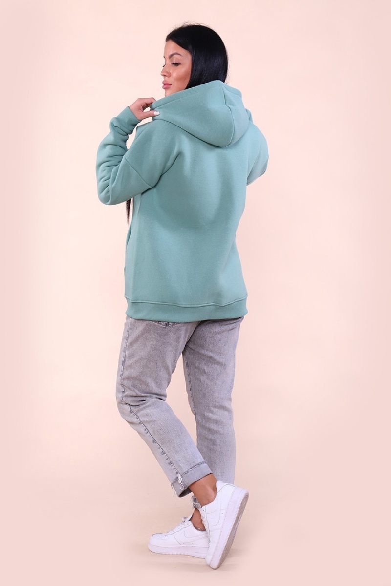 Худи женское на молнии - ZIP - 649 - оливка