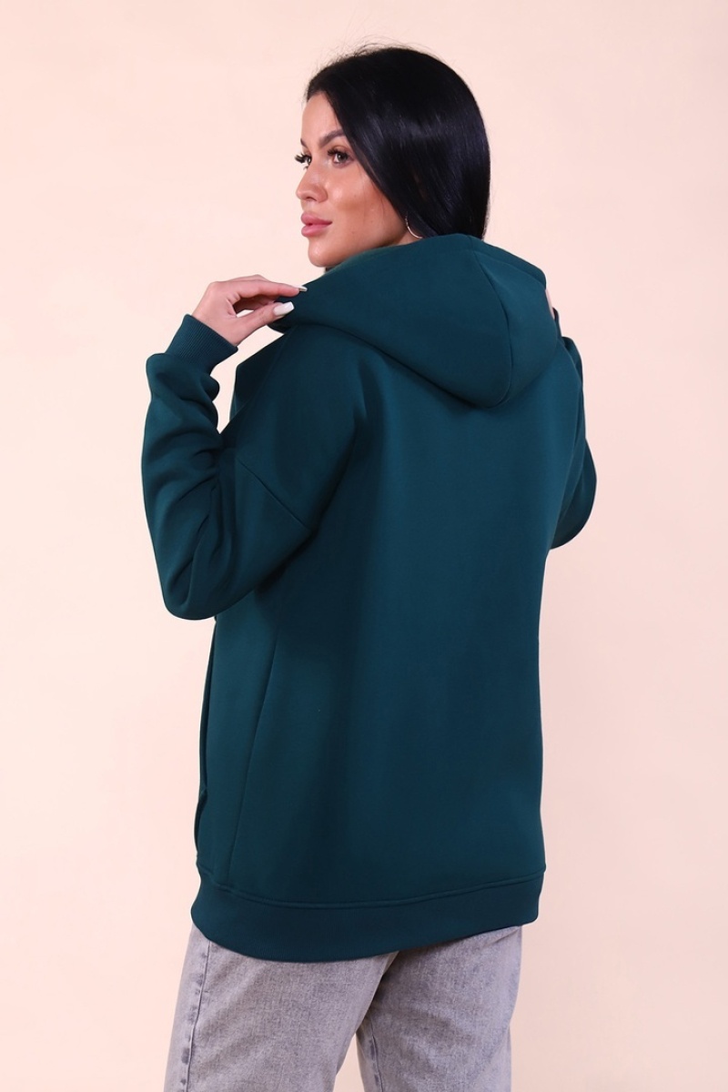 Худи женское на молнии - ZIP - 649 - изумруд