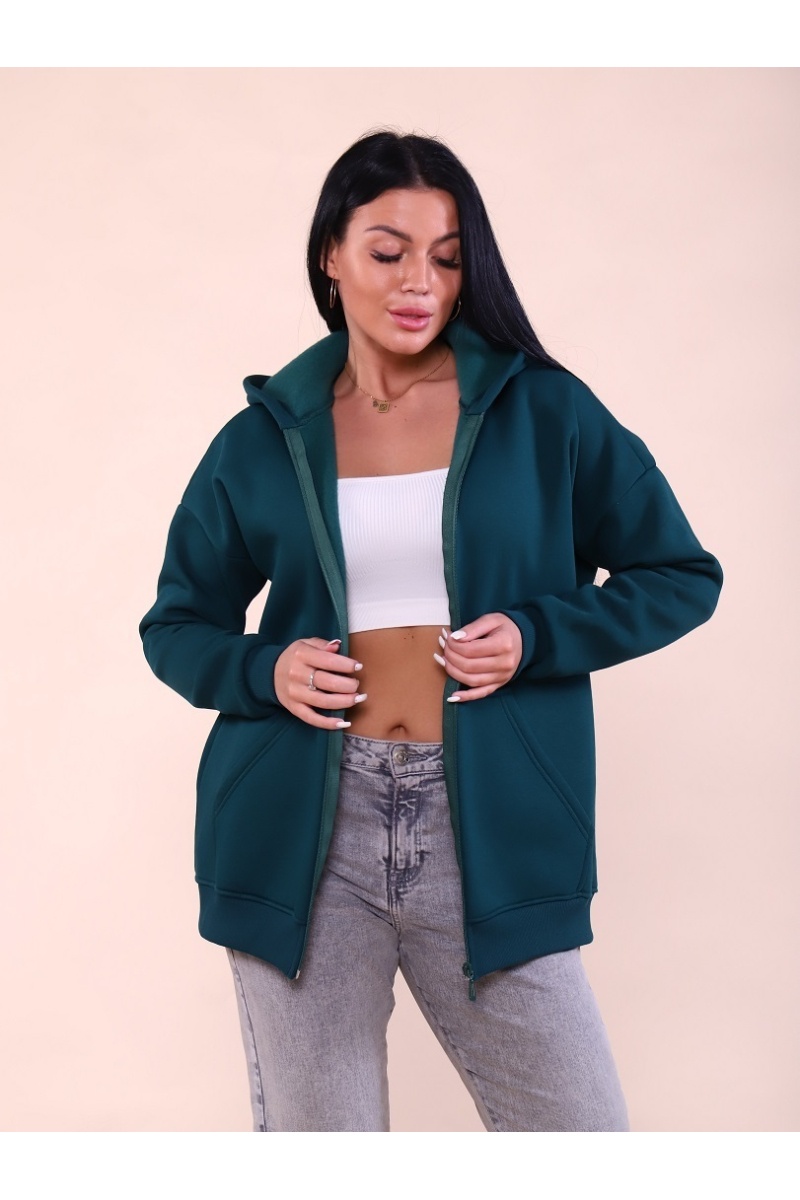 Худи женское на молнии - ZIP - 649 - изумруд