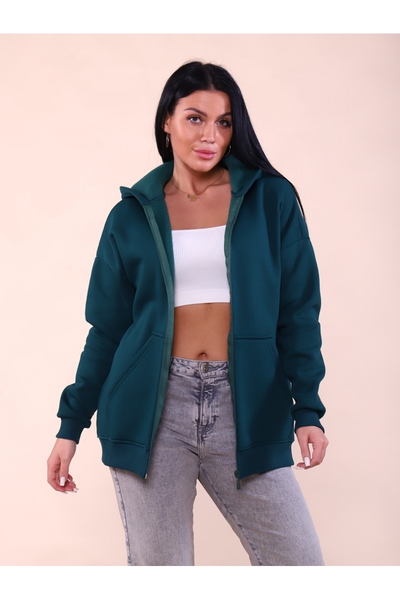 Худи женское на молнии - ZIP - 649 - изумруд