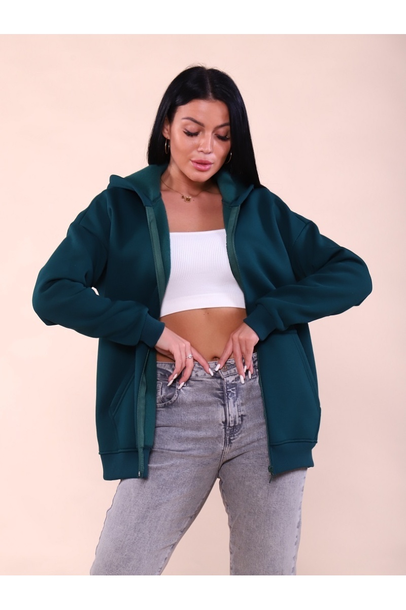 Худи женское на молнии - ZIP - 649 - изумруд