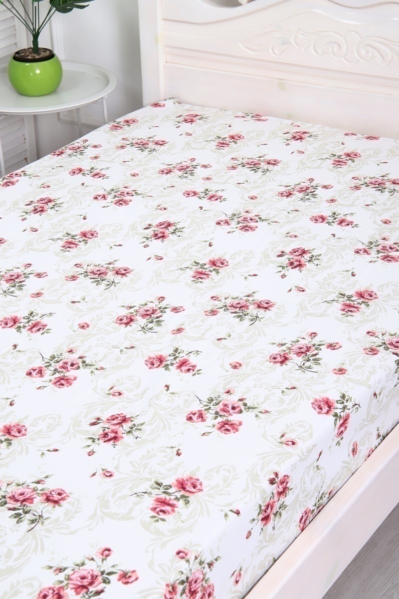 Простыня на резинке бязь ГОСТ Гобелен (белый)