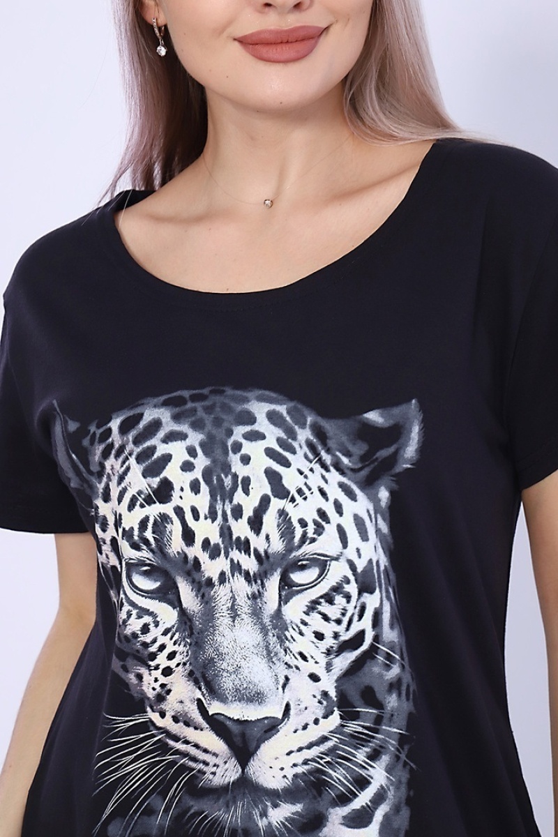 Платье женское - Леопард - 738 - черный