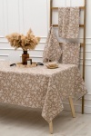 Скатерть Розы на льне (коричневый)