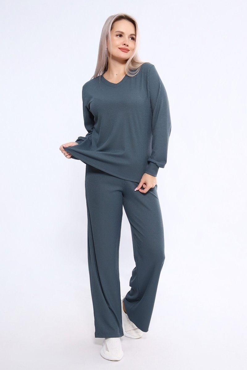 Костюм (лонг+брюки) - 745 - серый