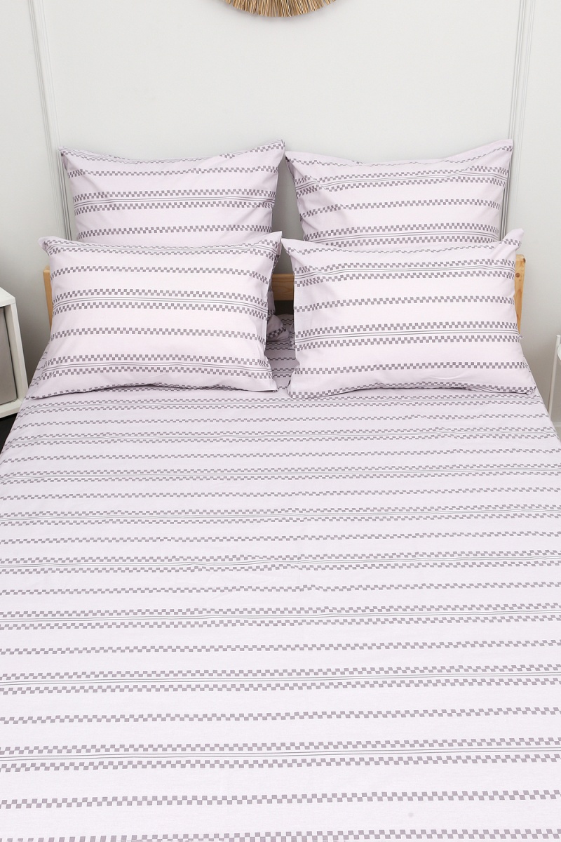 Простыня поплин Геометрия-компаньон (серый)