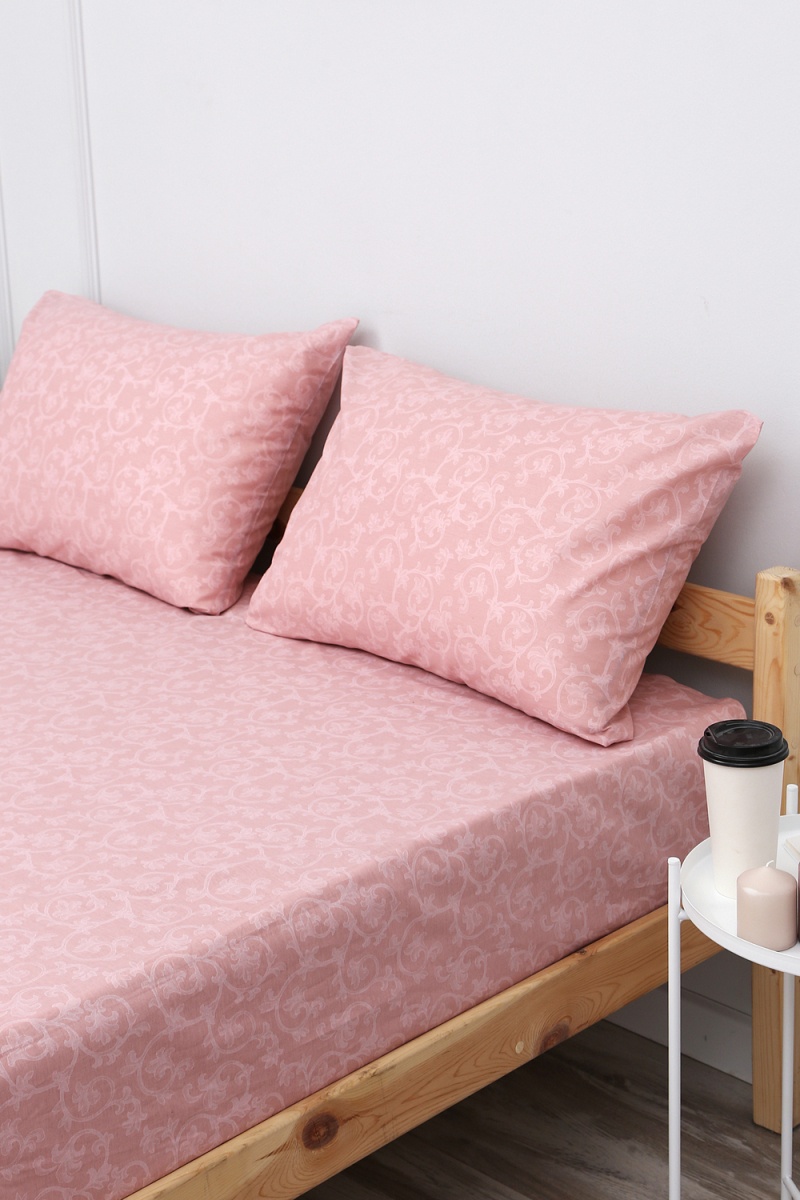 Простыня на резинке поплин Вероника-компаньон (пыльная роза)