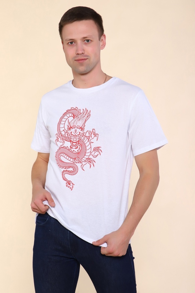 Футболка мужская - Тату Дракона-2 - 2221 - белый