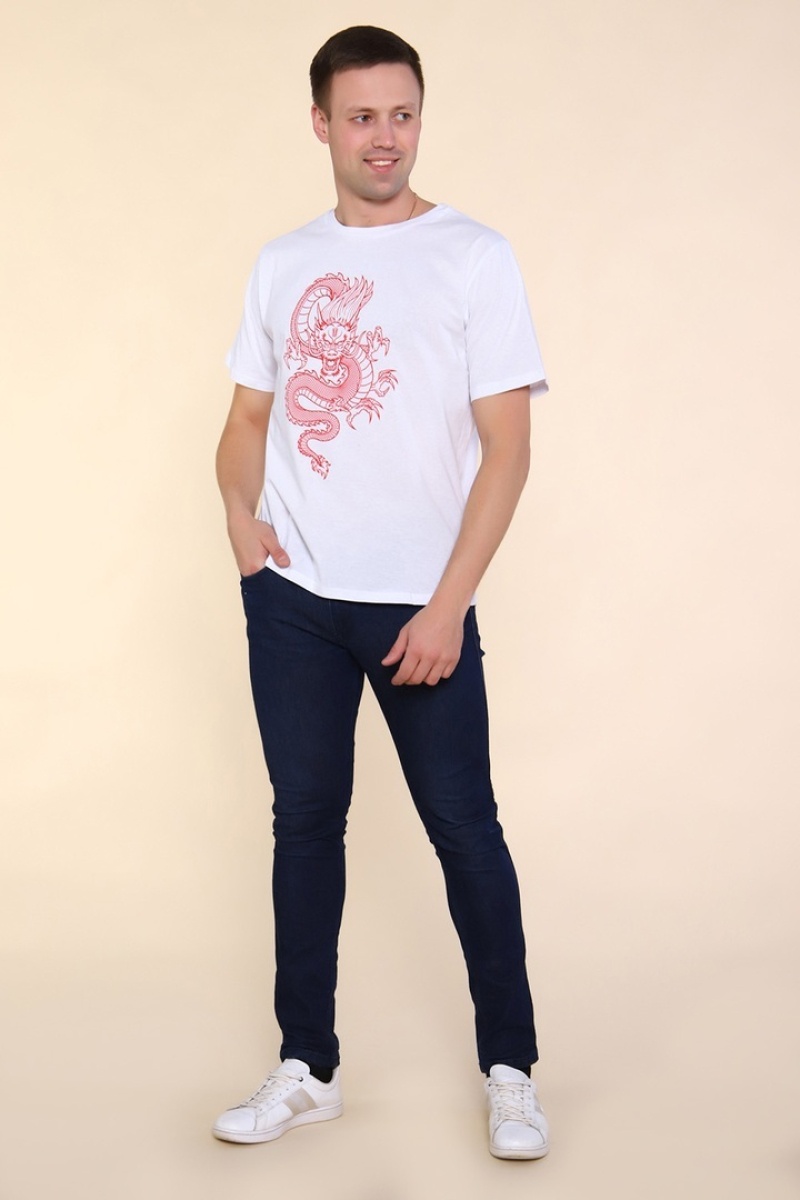 Футболка мужская - Тату Дракона-2 - 2221 - белый