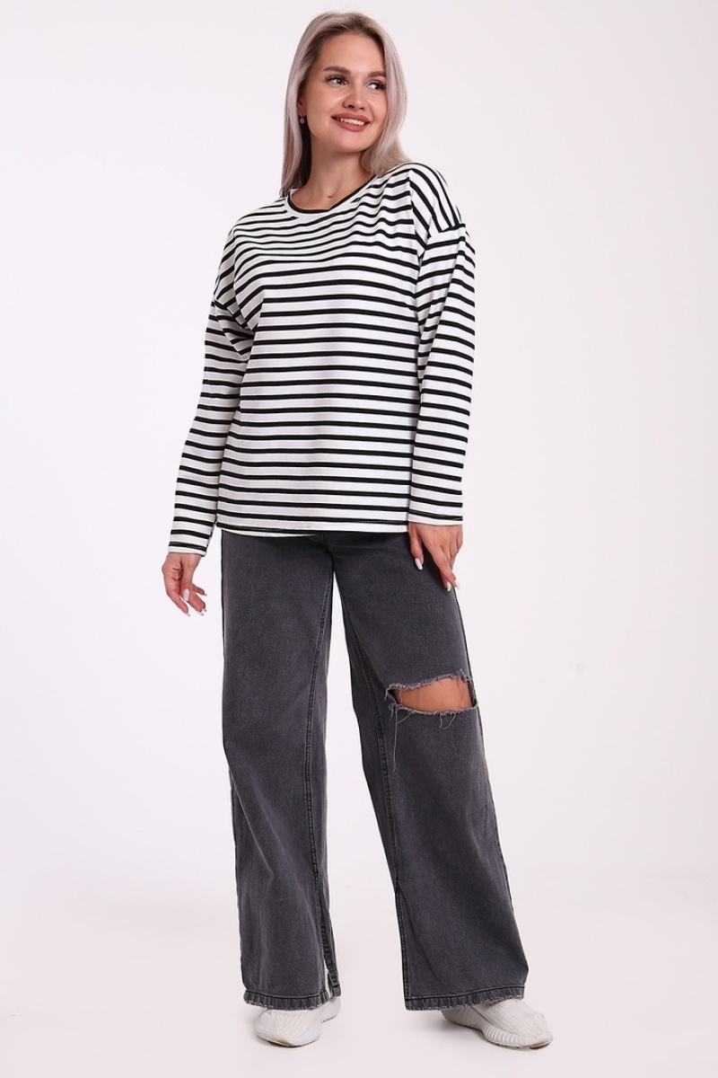 Свитшот в полоску - Лонгслив - 731 - черный