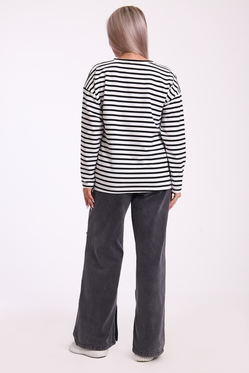 Свитшот в полоску - Лонгслив - 731 - черный