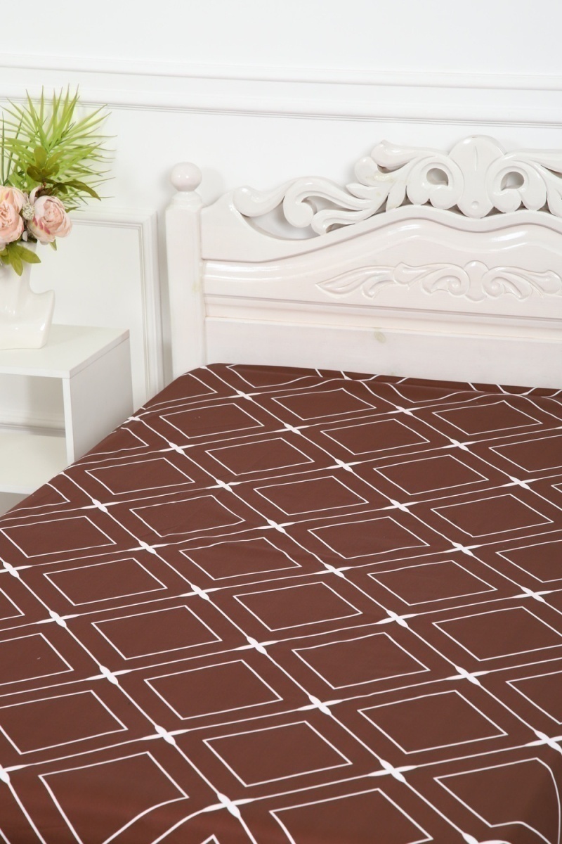 Простыня на резинке сатин Искушение (шоколадный)