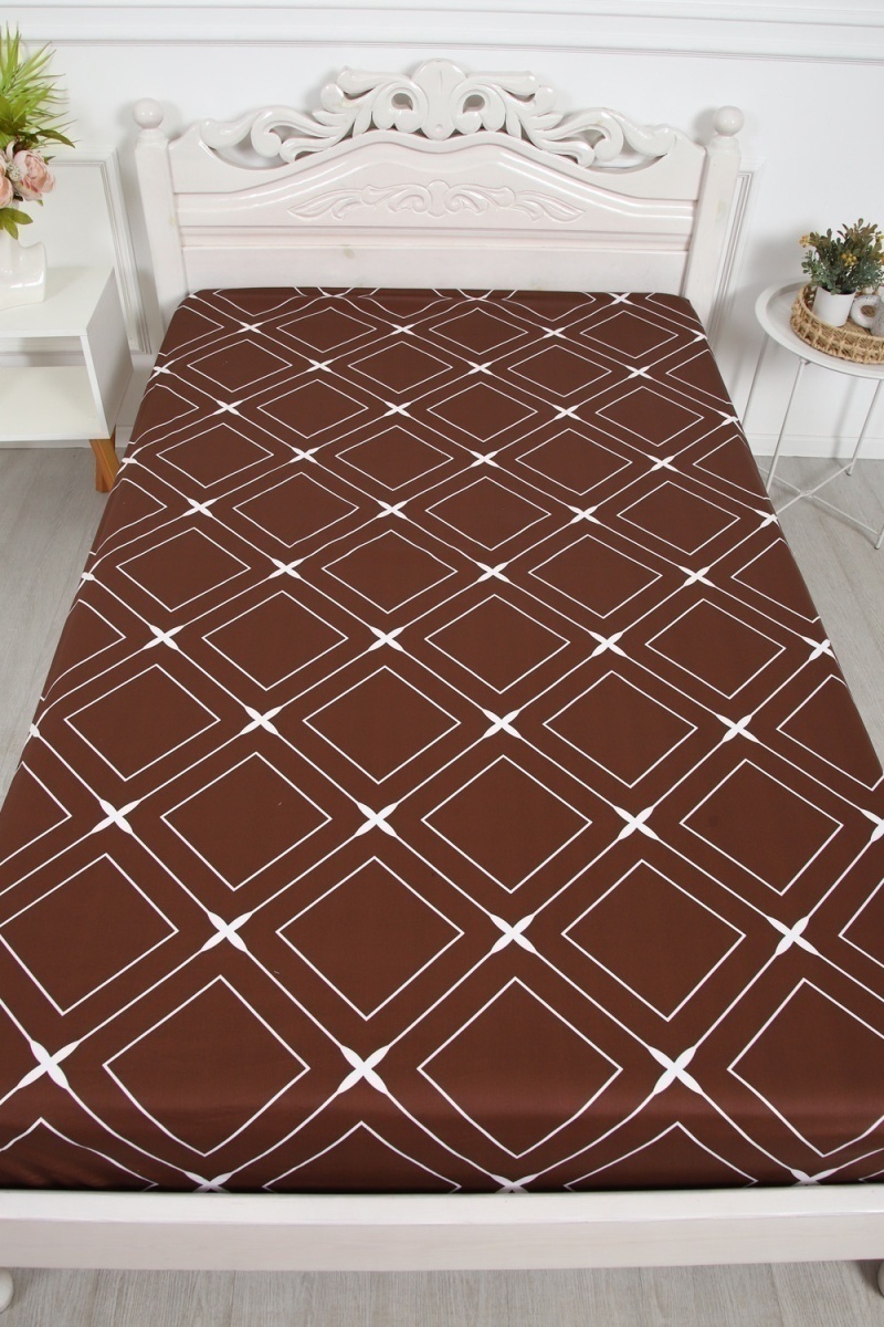 Простыня на резинке сатин Искушение (шоколадный)